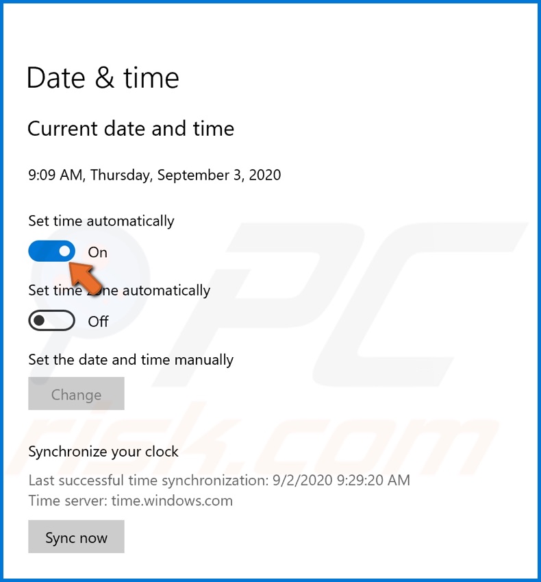 Toogle Set time automatically