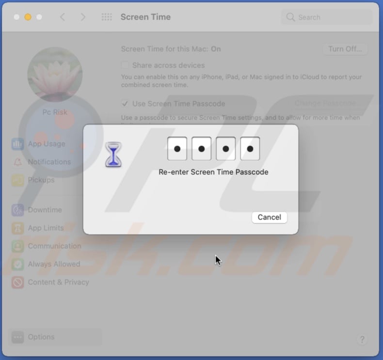 Enter four digits to create a passcode