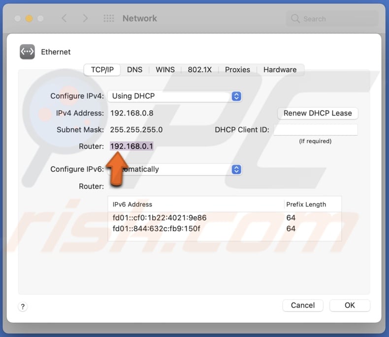 Find router IP address