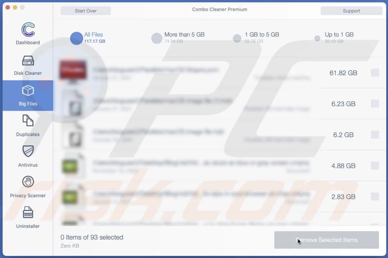 delete big files with Combo Cleaner