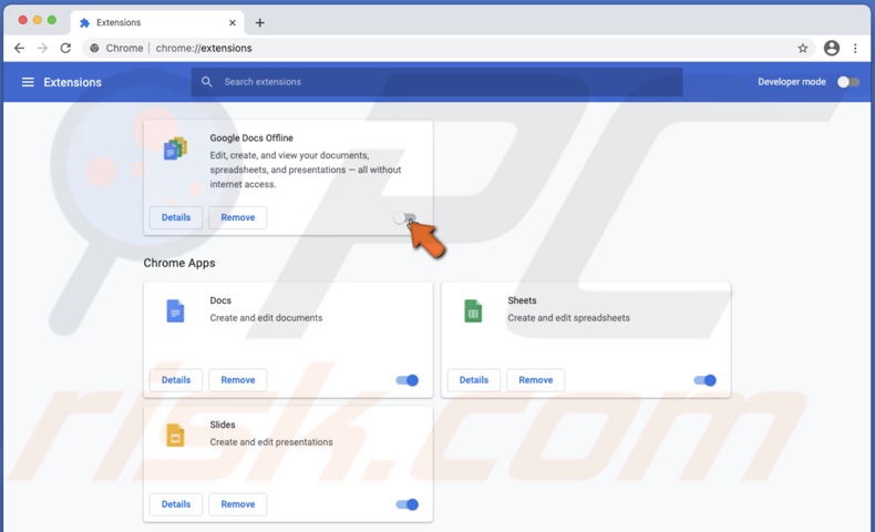 Disable extension in Chrome