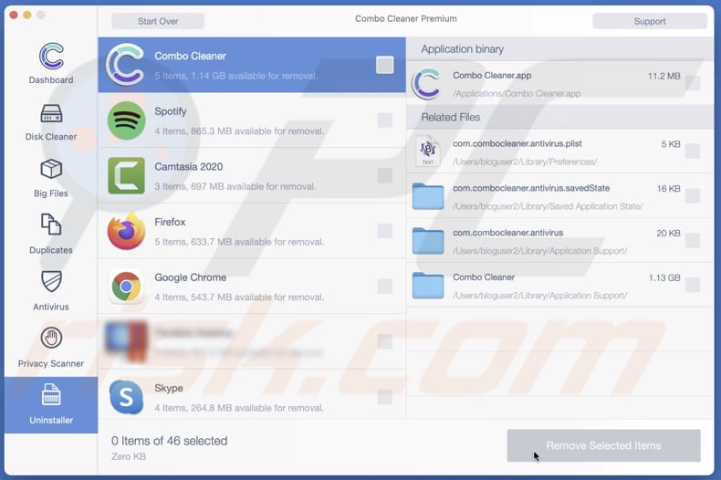 uninstall apps with Combo Cleaner