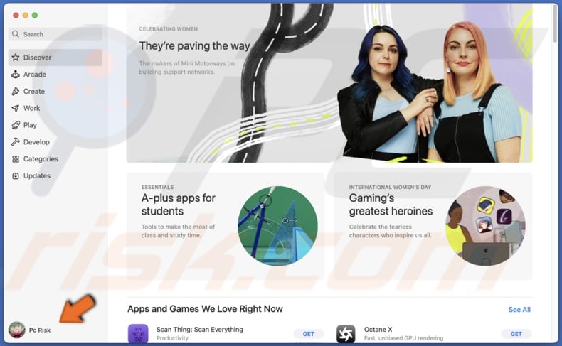 Go to App Store account