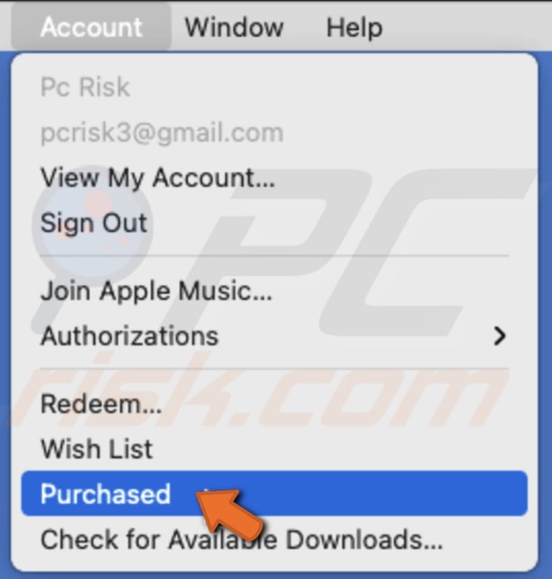 Go to Purchased in Apple Music