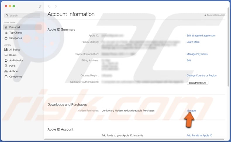 Manage hidden purchases in Apple Books
