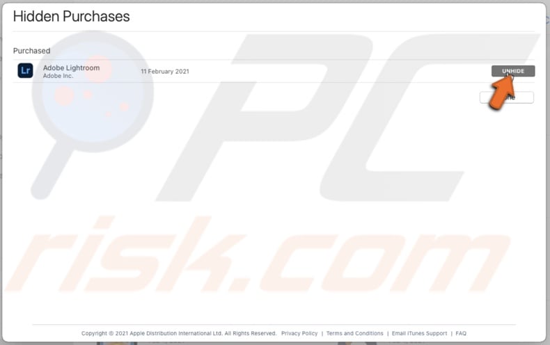 Unhide app in the App Store