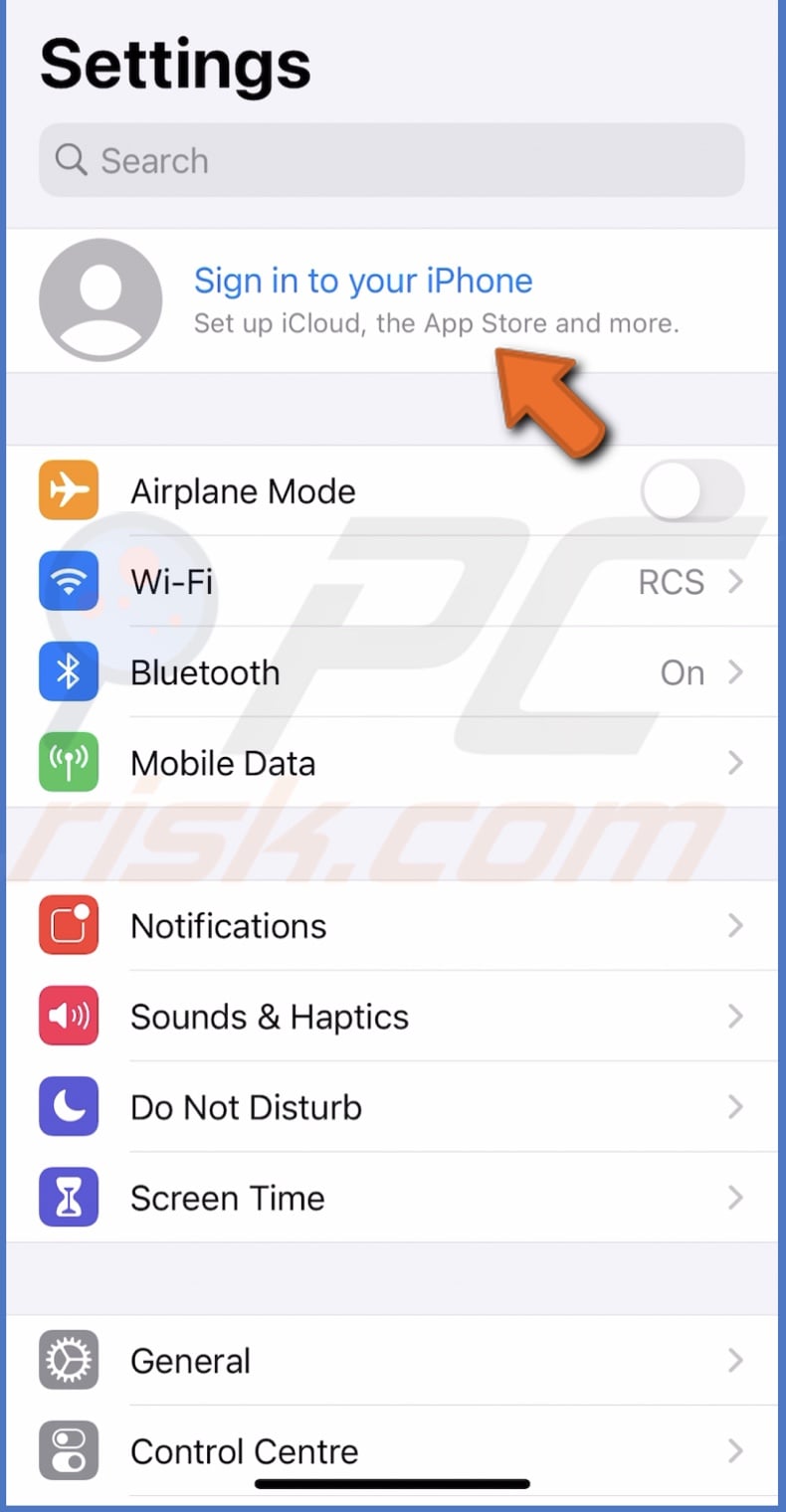 Sign in iCloud on iOS device