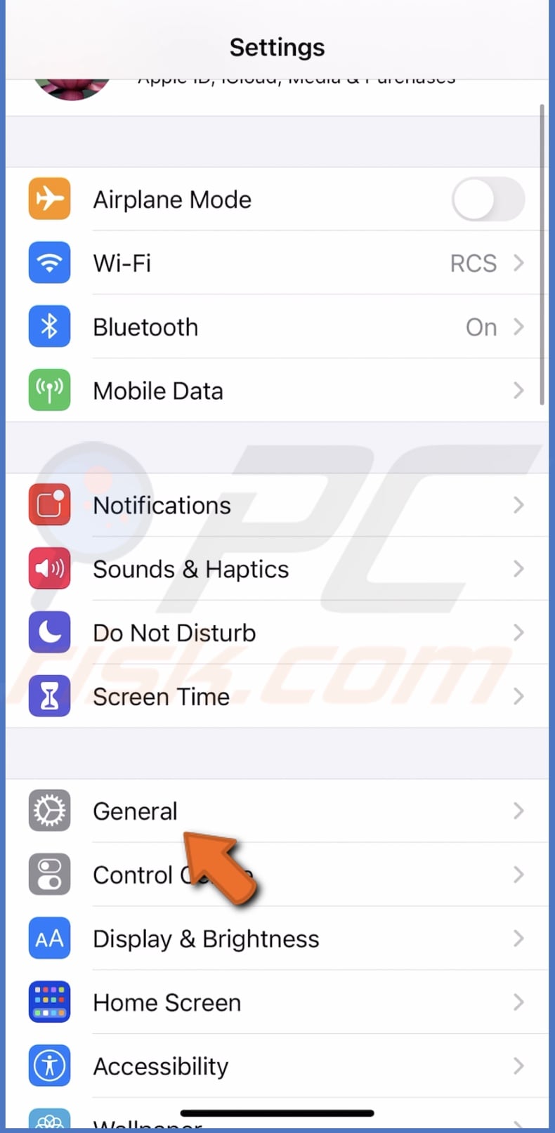 Go to General settings