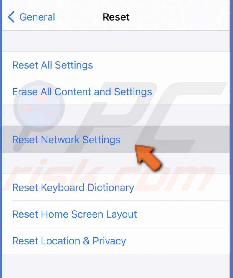 Tap on Reset Network Settings
