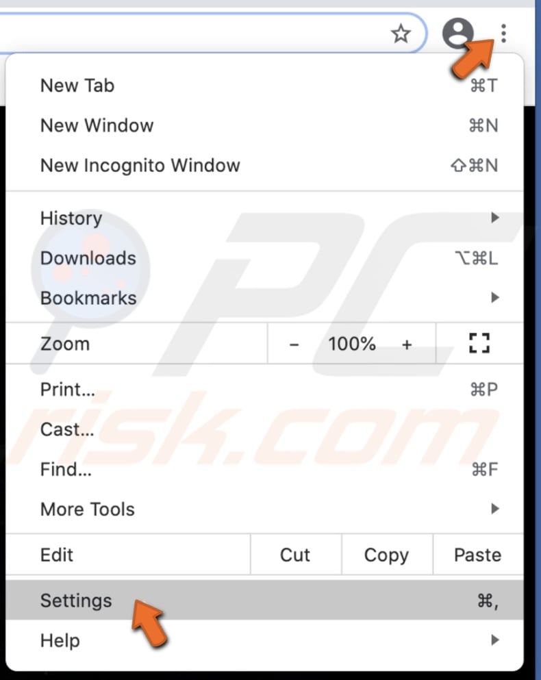 Go to Chrome settings