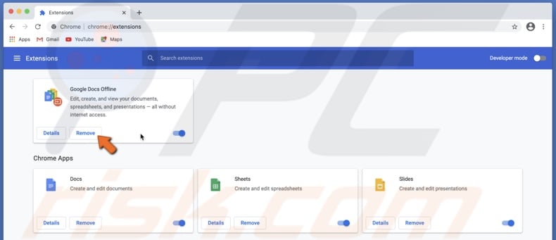 Remove Chrome extensions