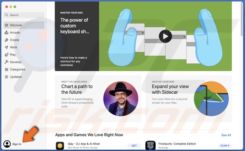 Sign into the App Store