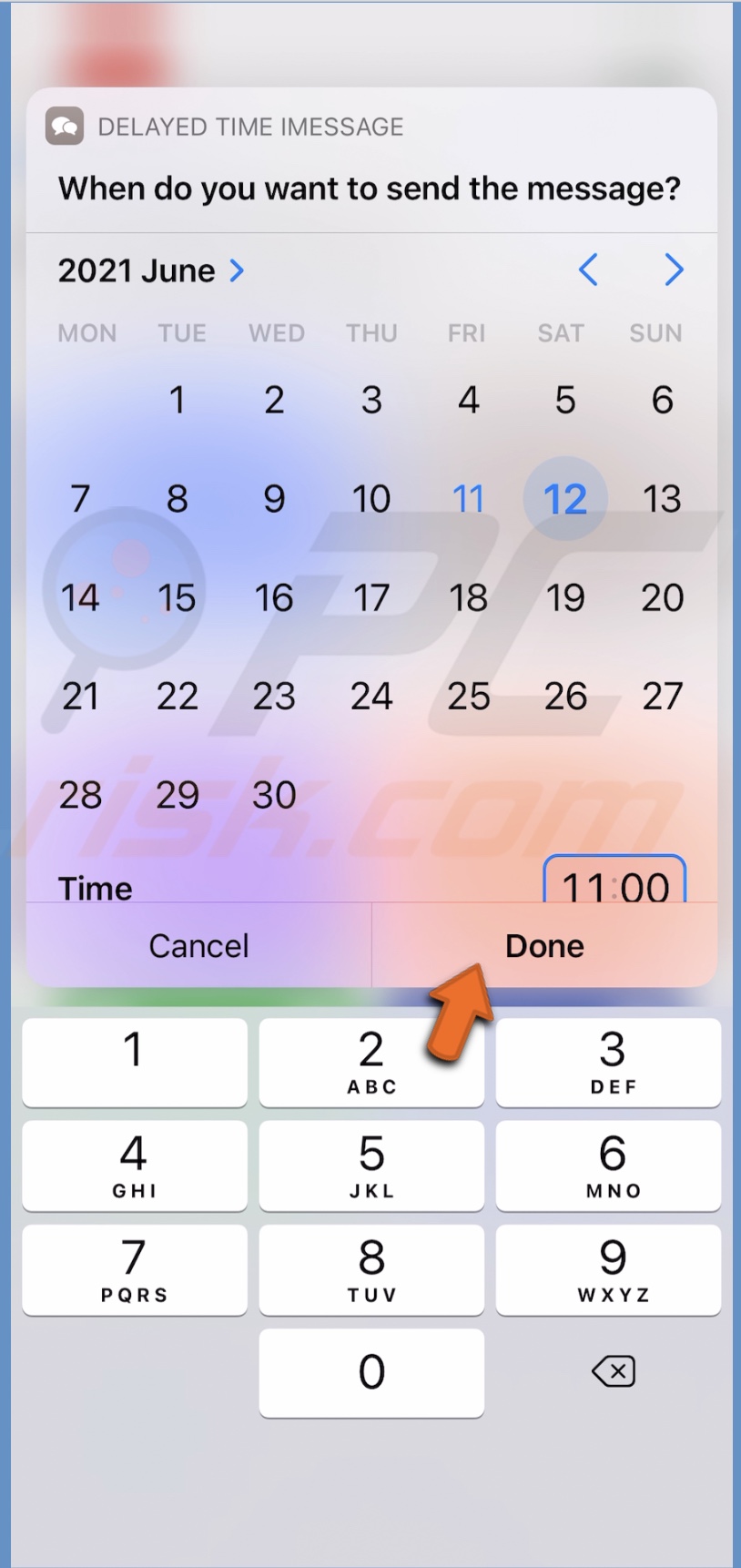 Set date and tap on Done