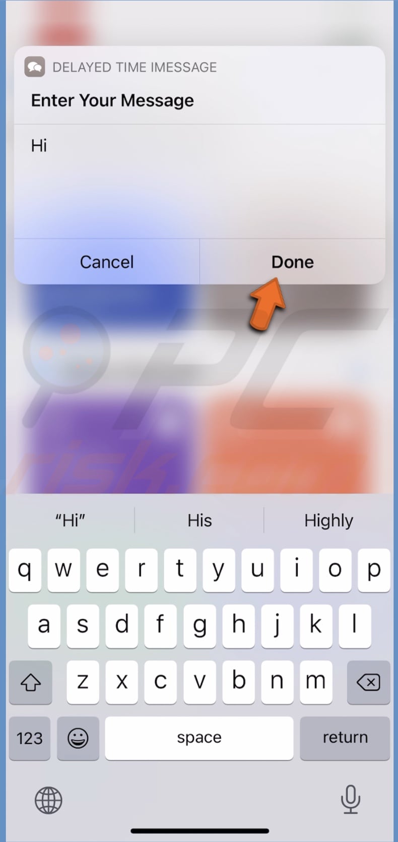Type the message and tap on done