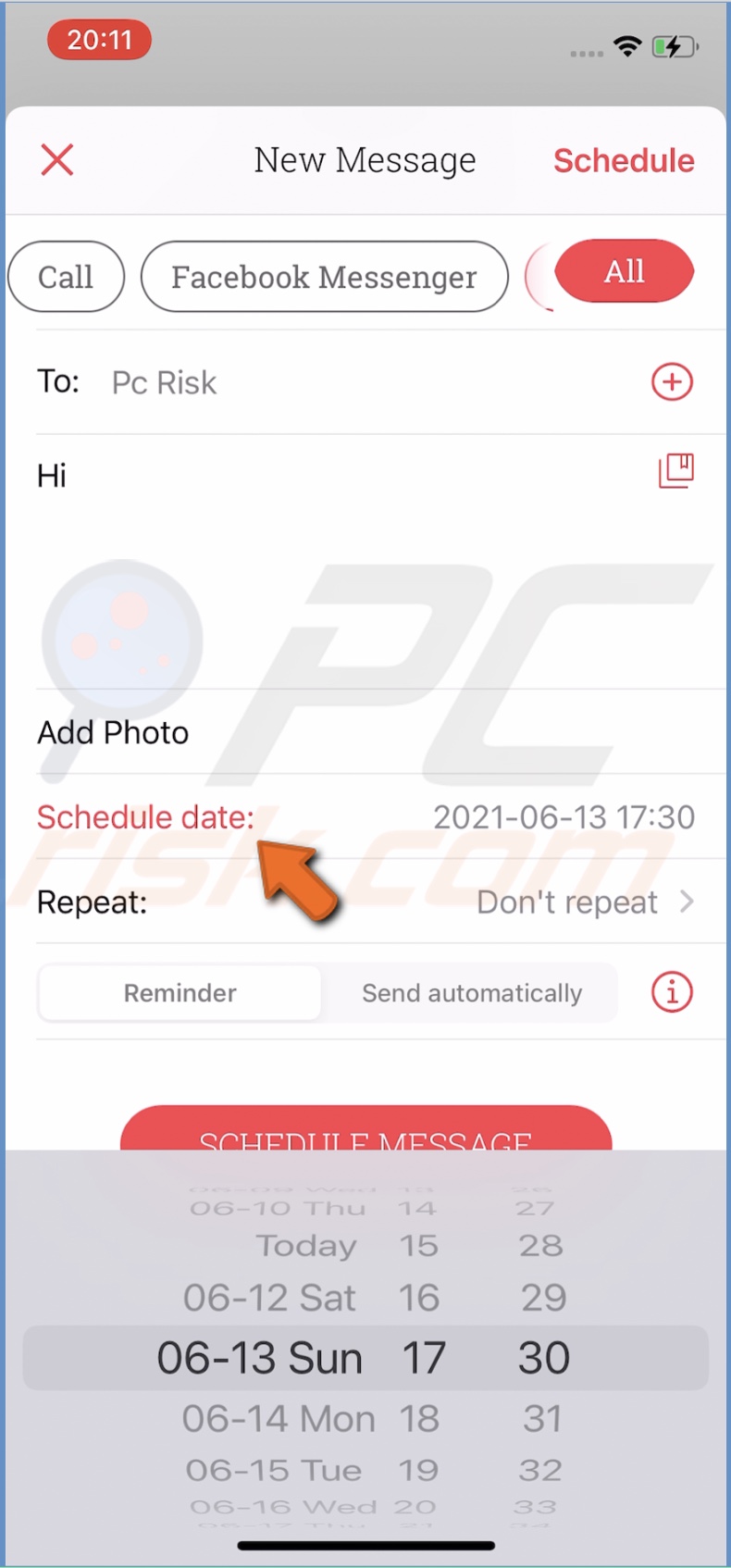 Tap on Schedule Date