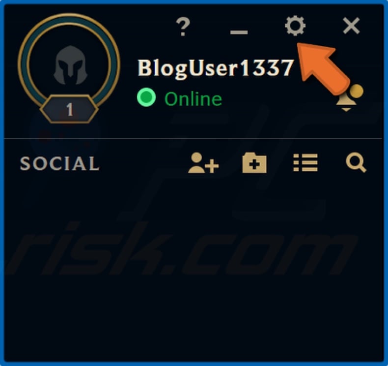 Click the Cog icon to open Settings