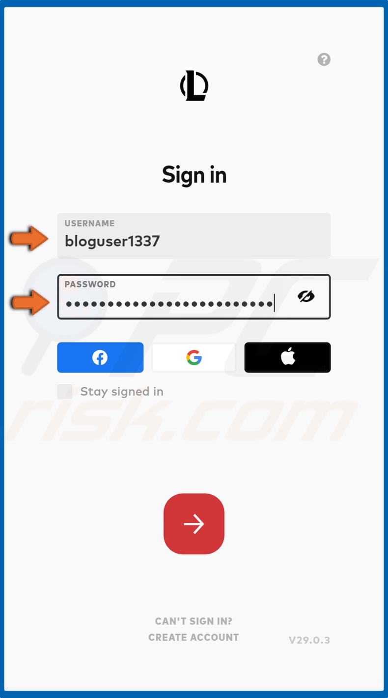 Enter your login credentials