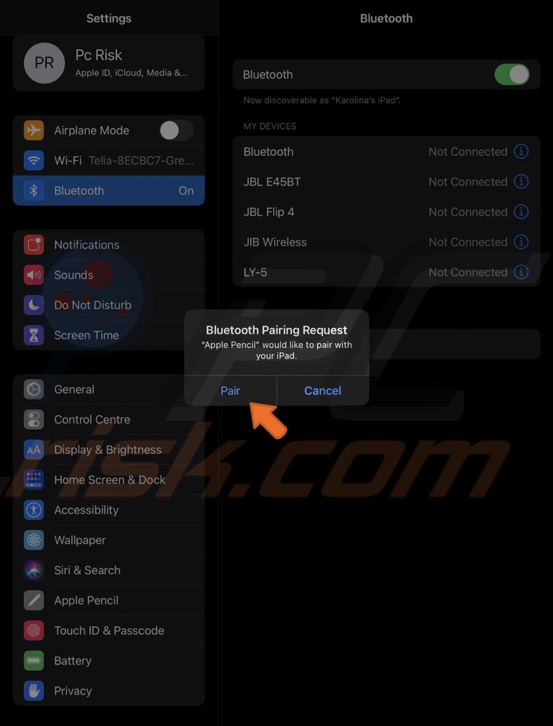 Pair Apple Pencil with the iPad