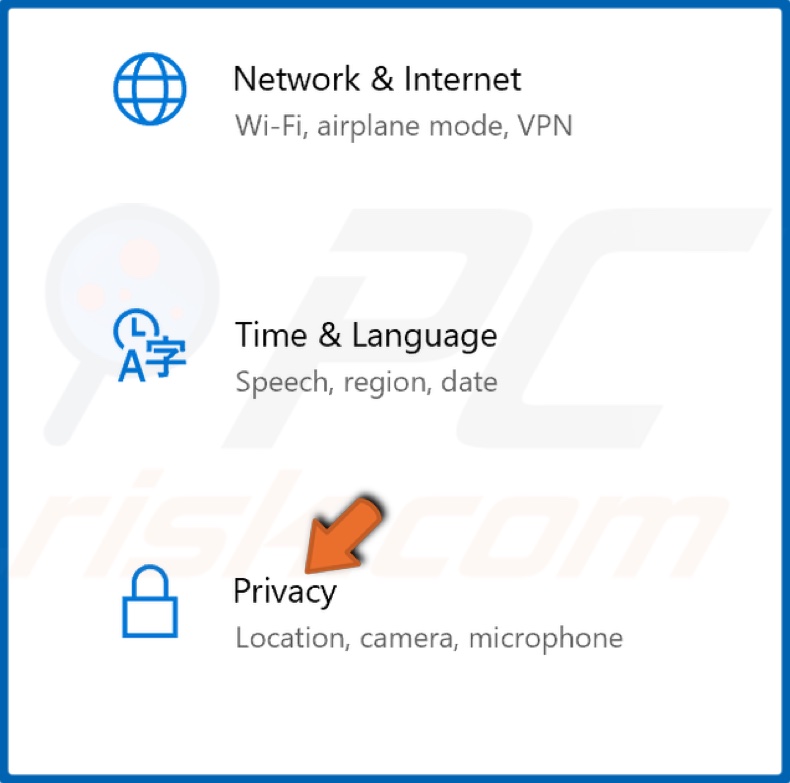 In the Settings Menu, select Privacy