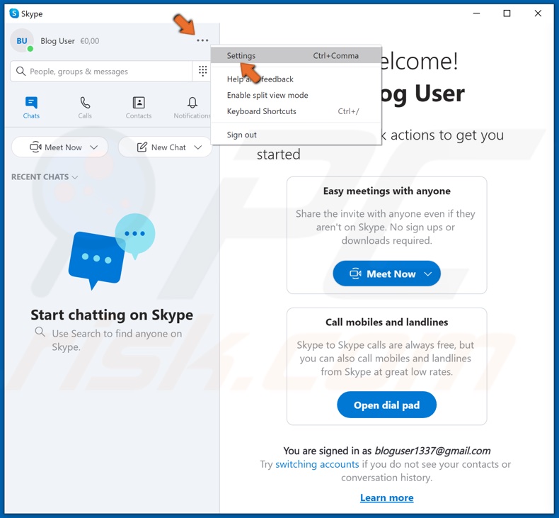 Click the ellipsis and select Settings