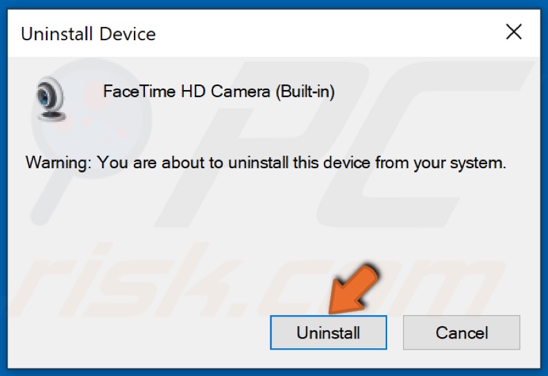 Click Uninstall to confirm the action