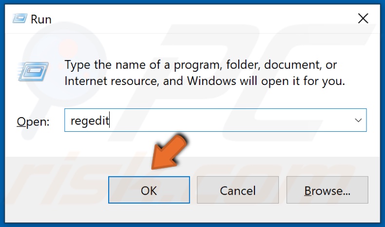 Type in Regedit in run and click OK