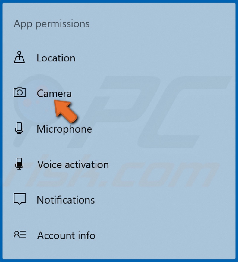 Select Camera in the left pane