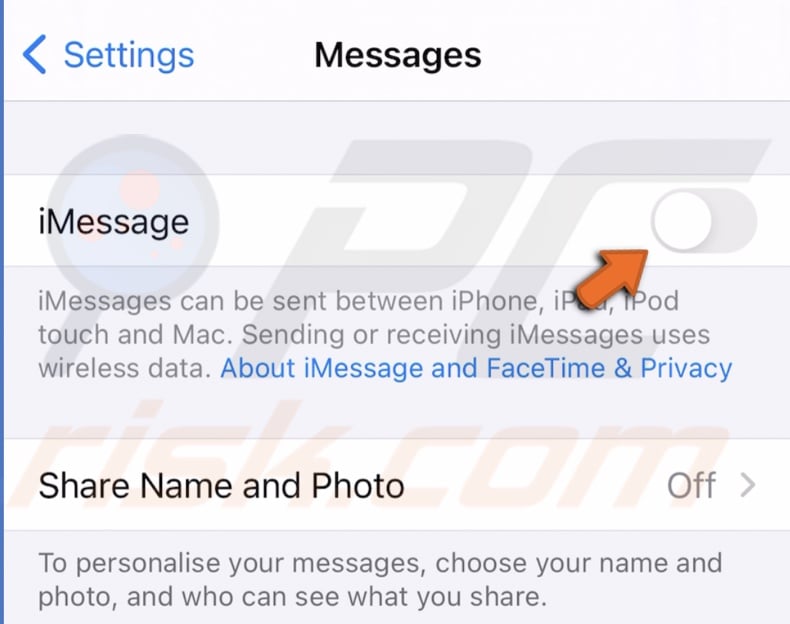 Disable iMessage