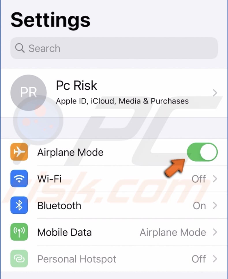 Enable Airplane Mode