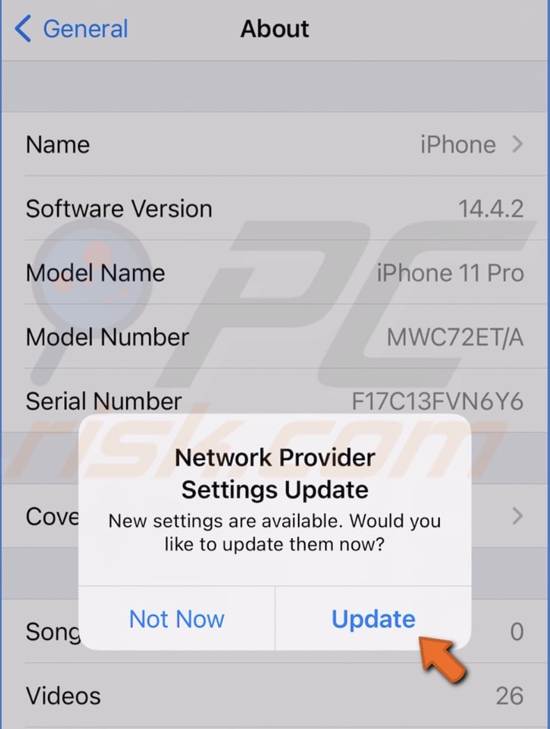 Update carrier settings