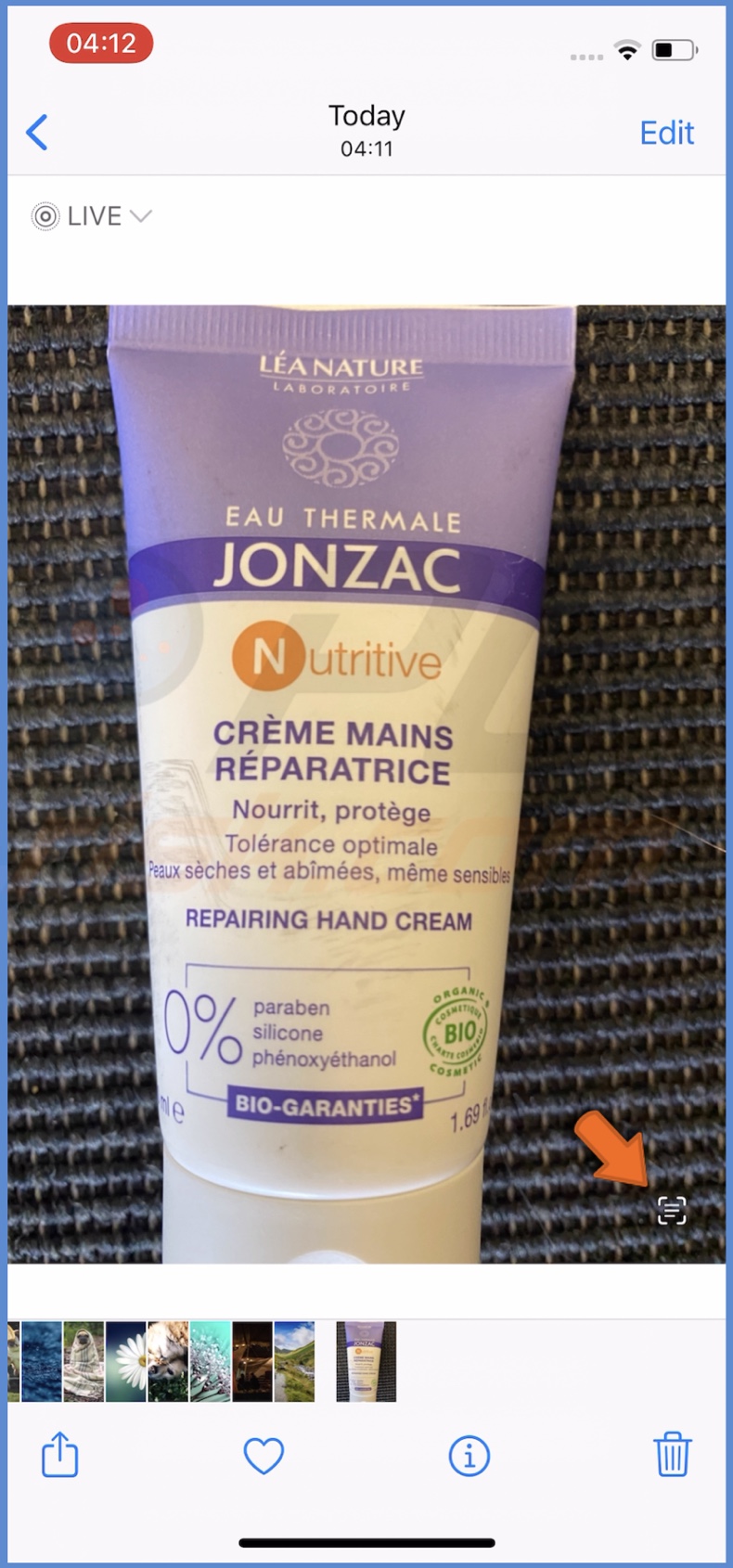 Tap on the Live Text icon in the Photos app