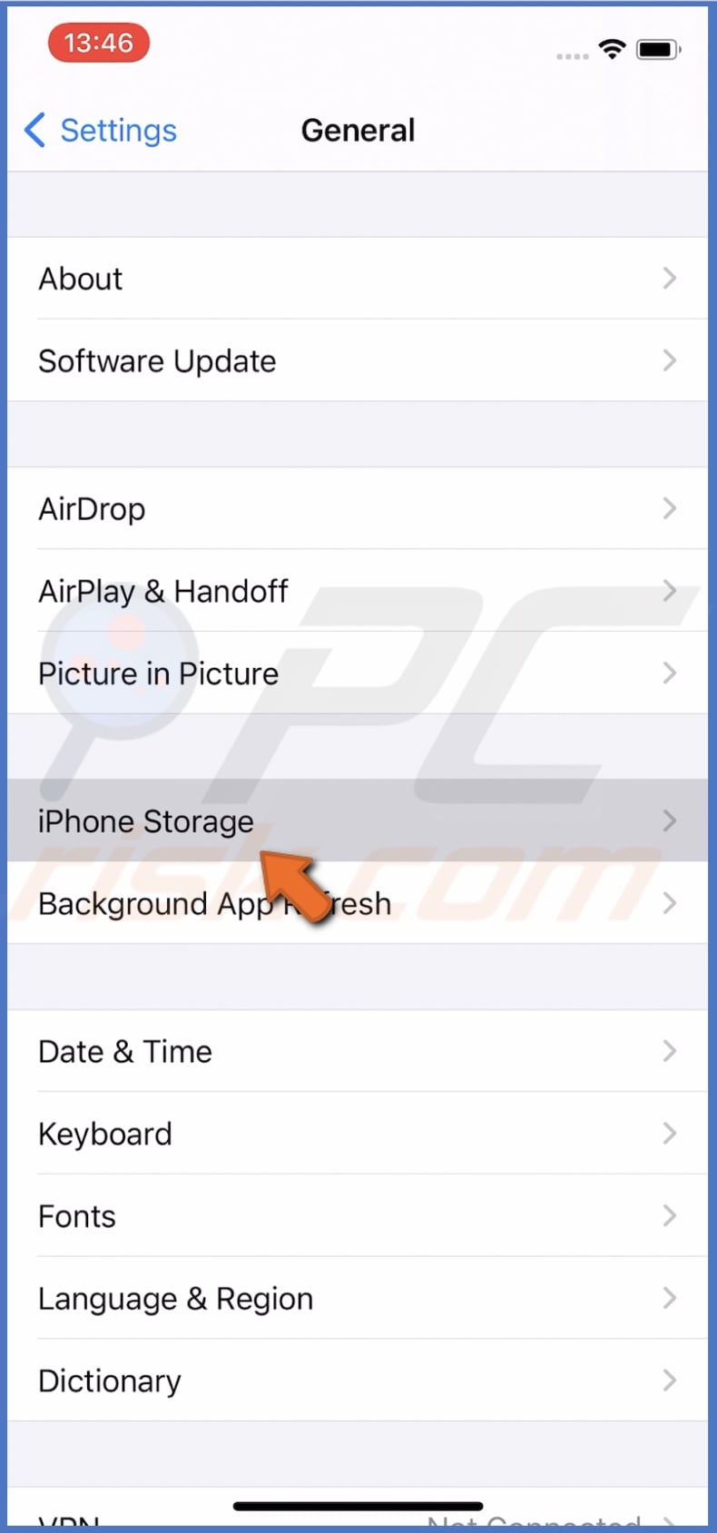 Go to iPhone storage