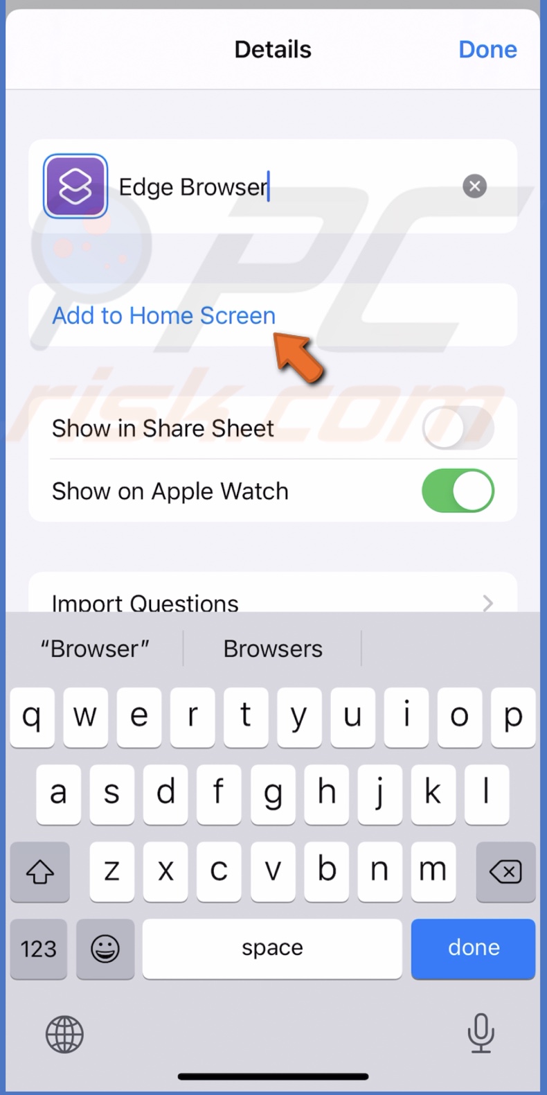 Tap on Add to Home Screen