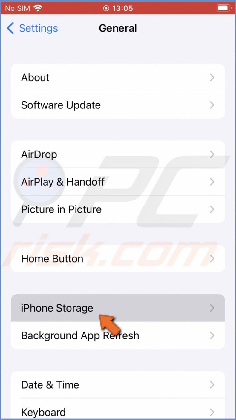 Go to iPhone Storage