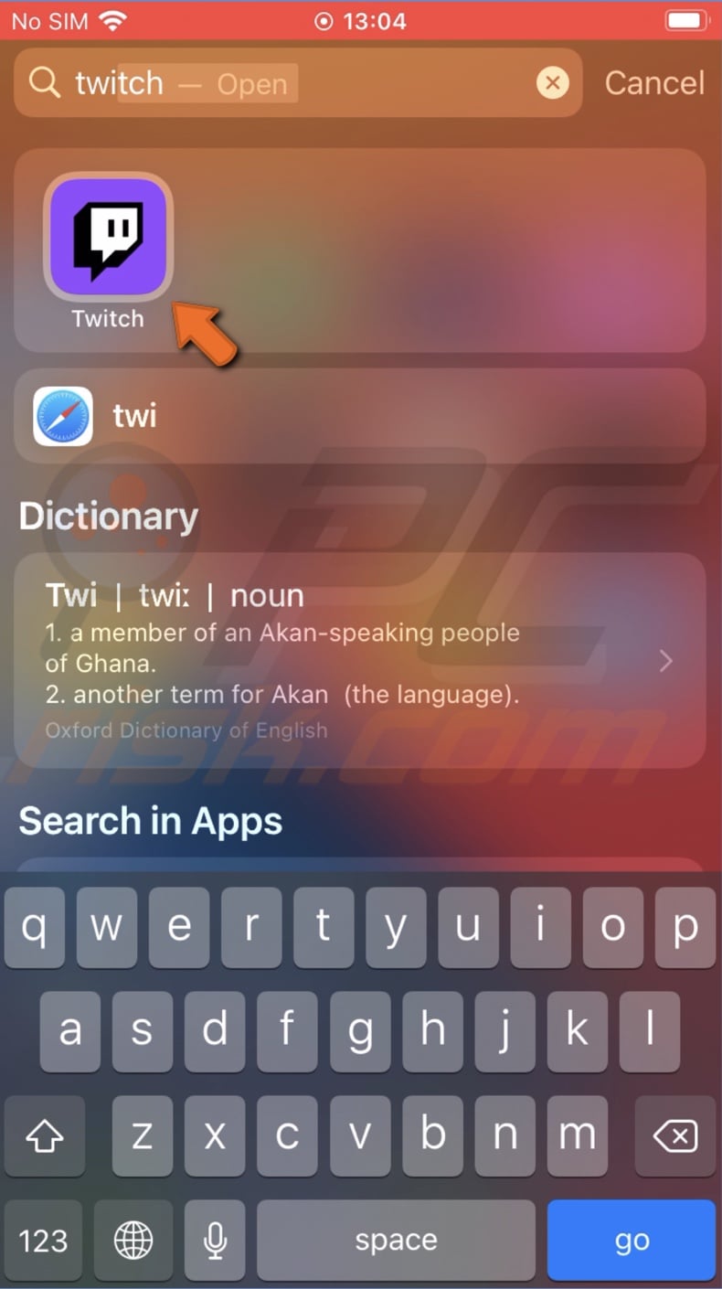 Press and hold the app icon
