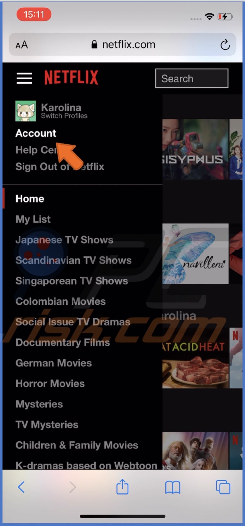Go to Account in Netflix account