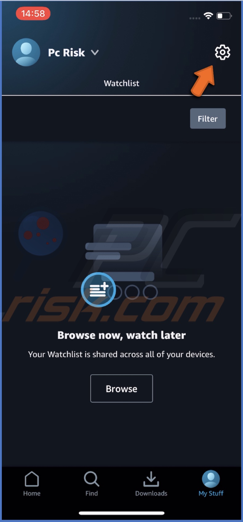 Go to Prime Videos app settings