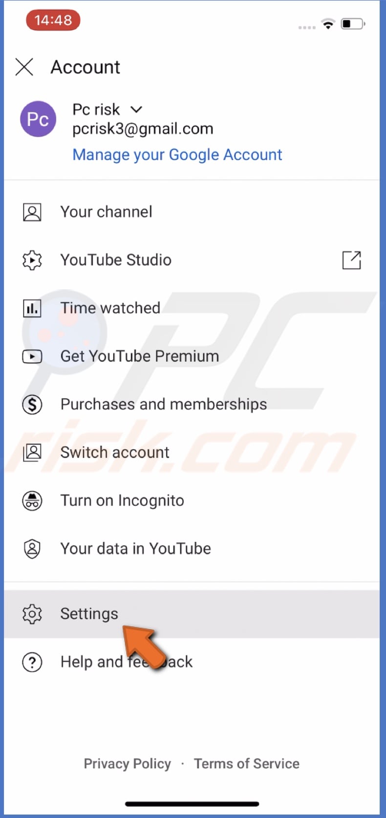 Go to Youtube settings