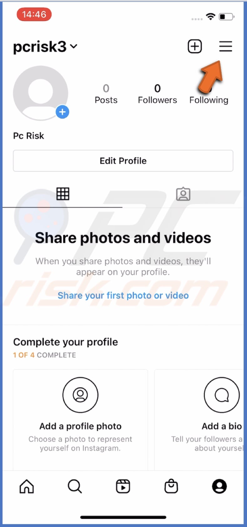 Tap on the three lines