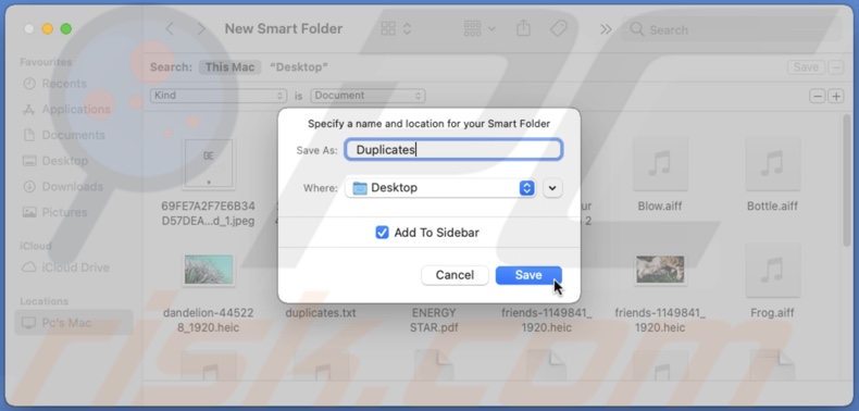 Name and save the Smart Folder