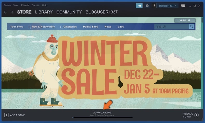 Open Steam and click Downloading at the bottom of the window