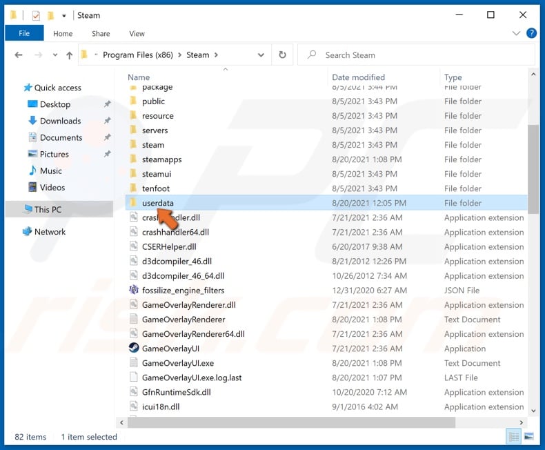 Go to the userdata folder