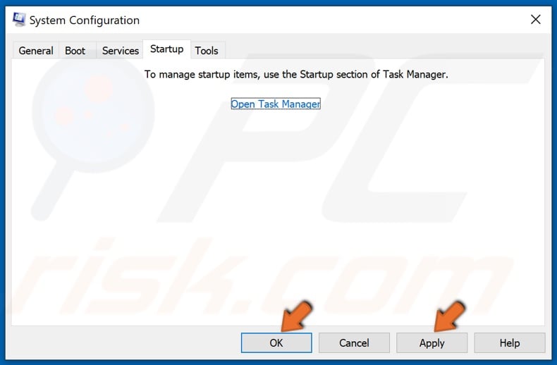 Click Apply and click OK