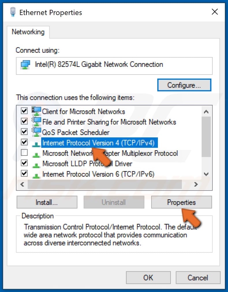 Select IPv4 and click Properties