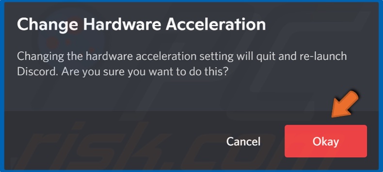 Click Okay to re-launch Discord