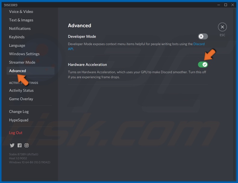Turn of Discord Hardware Acceleration