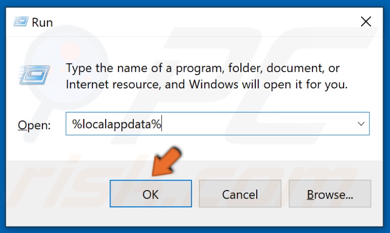 Type in %LocalAppData% in Run and click OK