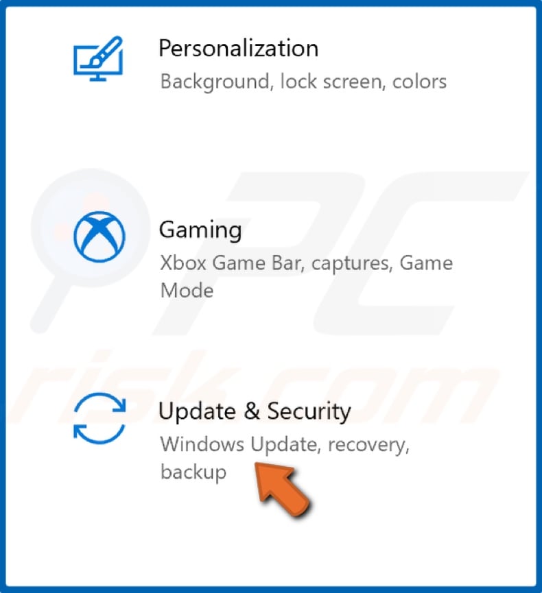Go to Update & Security