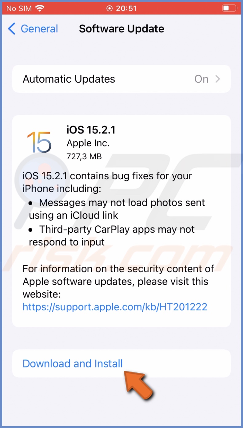 Tap on Download and Install