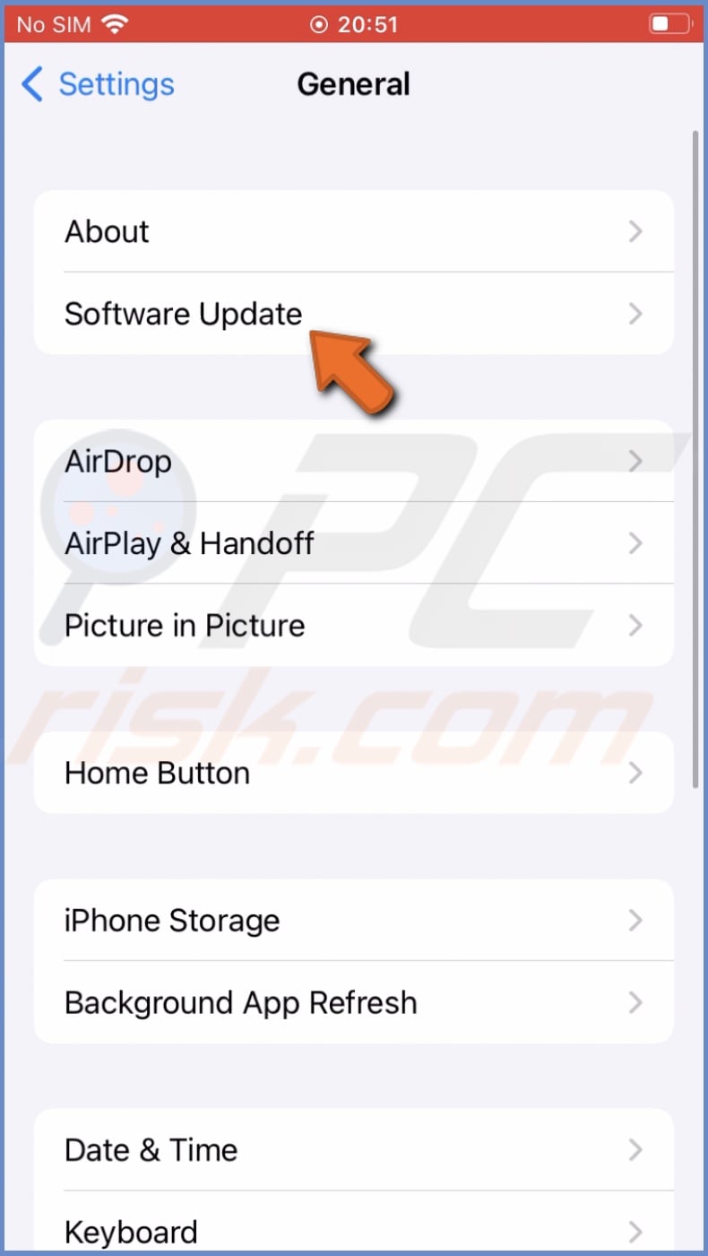 Tap on Software Update